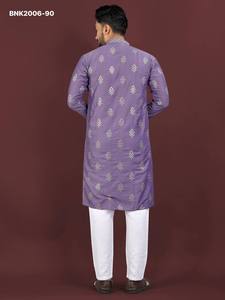 New Arrival Viscose Silk with Sequence Embroidery Butta work Full-Sleeve Above-Knee Length <b>Kurta</b>-Cotton Payjama Indian Exporter - Product Image 3