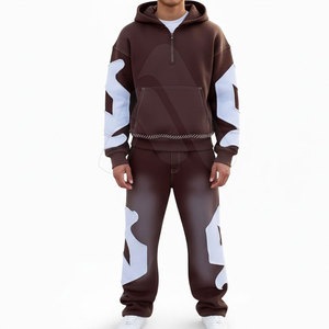 Conjunto de Sudadera con Capucha y Pantalones Jogger de Dos Piezas Tallas Grandes 2026 con Estampado Lavado Ácido, Ropa Casual Urbana y Deportiva al por Mayor para Hombre Bordado - Product Image 3
