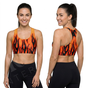 All Season Custom Printed Sports <b>Bra</b> Racerback Gym Workout Fitness Yoga Crop Top Padded <b>Stretch</b> Breathable Activewear Sports <b>Bra</b> - Product Image 3