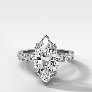 Bagues de fiançailles en or massif 14 carats avec diamant de laboratoire taille marquise, halo caché et pavé, pour demande en mariage, anniversaire, mariage - Product Image 5