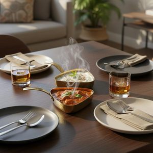 Cuencos de Acero para Servir con Asa, Acabado Dorado Martillado, para Aperitivos, Ensaladas, Servicio Elegante - Product Image 2