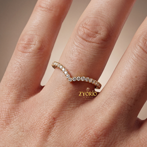 925 Silver Lab Grown Diamond Engagement Wedding Band Chevron Curved <b>Stacking</b> <b>Ring</b> Wishbone Style Guard Band Women Zyorio Gift - Product Image 3