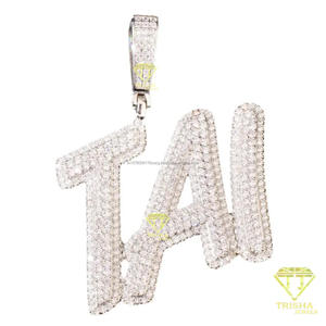 Iced Out "BGE" <b>Initial</b> <b>Necklace</b> Moissanite Diamond Custom Letter Pendant Hip Hop Bling Chain Luxury Jewelry Gift - Product Image 3