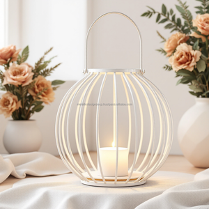 Linterna de tarro de vela de hierro blanco moderno, luz de decoración colgante elegante para sala de estar interior, jardín o Patio para Navidad - Product Image 3
