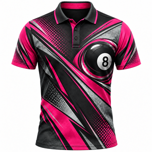 Men's Black <b>Gothic</b> Skull Billiard Polo <b>Shirt</b> Digital Printed Quick Dry Short Sleeve Woven Polyester - Product Image 1