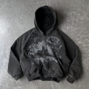 Men's Customized <b>Oversized</b> Hooded Pullover <b>Sweatshirt</b> Digital Printing Spray Cotton French Terry <b>Vintage</b> Breathable Winter Wear - Product Image 5