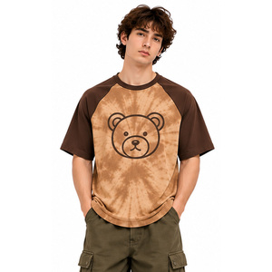 Mens Raglan <b>Tie</b> Dye <b>T</b> <b>Shirt</b> 100% Cotton Contrast Sleeve Crewneck Graphic Print Relaxed Fit Custom Wholesale Apparel OEM EAZWEARS - Product Image 1