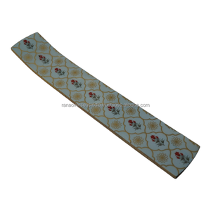 Handmade Enamel Wooden Ash Catcher Incense Tray Floral Pattern Stick Holder for Aromatherapy Meditation Yoga <b>Decor</b> - Product Image 3
