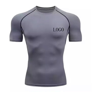 Camiseta deportiva de nailon con logotipo personalizado de spandex para hombre, ropa de gimnasio, camisetas de protección contra erupciones cutáneas para hombre, ropa de artes marciales, traje de baño. - Product Image 5