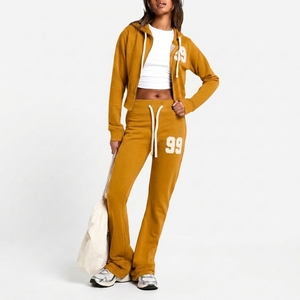 Conjunto Deportivo de Dos Piezas para Mujer, Sudadera con Capucha Ligera de Algodón con Cierre, Forro Polar, Resistente al Viento, Transpirable, Ecológico, Estilo Casual Urbano - Product Image 1