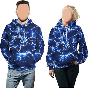 Sudadera con capucha para hombre con estampado de rayo, forro polar, estilo casual urbano, manga larga con cordón - Product Image 6