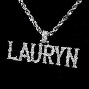 Lauryn <b>Name</b> Pendant 925 Silver Rhodium Plated Letter Charm Hiphop Style Unisex Jewelry with Claw Setting for Party Occasions - Product Image 1