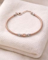 Bracelet en argent sterling 925 plaqué or rose texturé avec chaîne serpent perlée ovale centralisée, bijou classique pour femme, cadeau