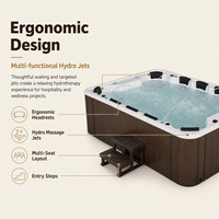 Spa extérieur de grande taille Ploutara, cuve en acrylique de qualité supérieure, plusieurs sièges, jets de massage hydromassants, appuie-têtes ergonomiques, configuration personnalisée