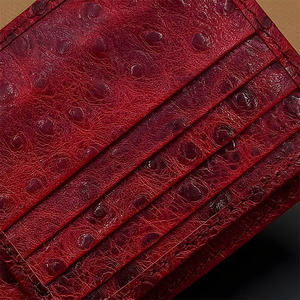 Red Ostrich Embossed Pattern Leather Bifold <b>Wallet</b> For <b>Men</b> Luxury <b>Card</b> Holder Slim Multi Slot Durable Pocket Purse Cash Business - Product Image 4