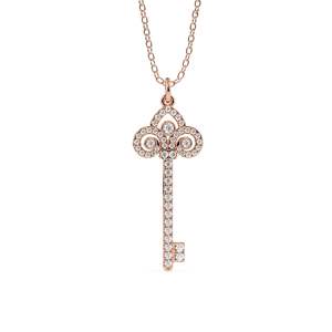 Pendentif en argent en forme de clé avec moissanite taille ronde, mignon, pour femme, idéal pour les fêtes - Product Image 1