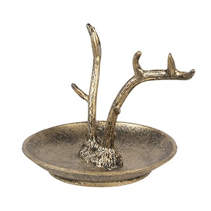 Bandeja Decorativa de Metal con Diseño de Cuerno de Ciervo, Hecha a Mano, de Lujo Moderno, Ecológica, Libre de BPA, para Joyas y Anillos, en Tono Oro Antiguo - Product Image 2