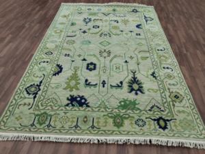 Tapis Oushak en laine noué à la main de haute qualité, motif floral pastel, tapis turc vintage, tapis artisanal de luxe, décoration d'intérieur - Product Image 6