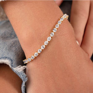 Pulsera de tenis ovalada de oro de 14K con diamantes cultivados en laboratorio, 8.2 CT, chapada en rodio, certificada por IGI, joyería fina de lujo de moda - Product Image 5