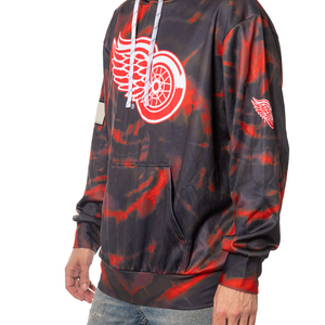 <b>Men's</b> Hooded Sweatshirt Red <b>Black</b> <b>Tie</b> Dye Detroit Red Wings Logo Sublimation Print Casual Regular Fit Polyester Knitted Style - Product Image 5