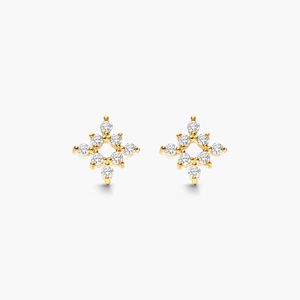 14K Yellow Gold Floral Cluster Lab Grown Diamond <b>Stud</b> <b>Earrings</b> - Product Image 1