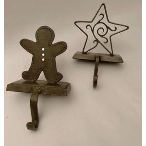 Colgadores de metal vintage para calcetines navideños con hombre de jengibre y estrella, precio económico, diseños personalizados, ganchos para calcetines, sets de regalo - Product Image 1
