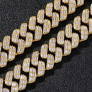 Iced Out Square Cuban Link Bracelet Moissanite Gold Plated Hip Hop Luxury Unisex Statement Jewelry <b>Gift</b> Wedding Party - Product Image 1
