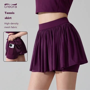 Jupe plissée personnalisée pour femme, taille haute, 2 en 1, sportive, pour la course à pied, le tennis, le paddle, le golf, le pickleball, avec poche - Product Image 3