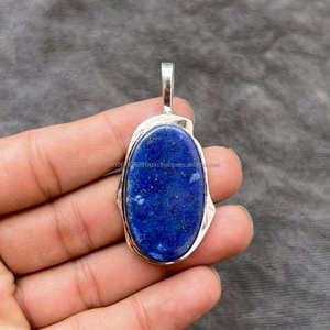 Collar con colgante de plata de ley 925, piedra preciosa lapislázuli natural, colgante para regalo de San Valentín, colgante para ella - Product Image 1