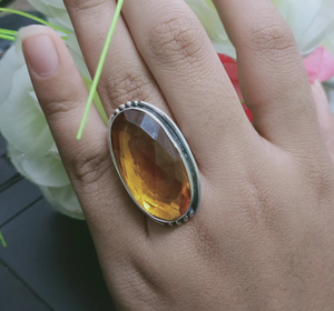 แหวนเงินแท้ 925 ประดับพลอยสโมคกี้โทแพซ - Product Image 1