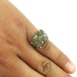 <b>925</b> Sterling <b>Silver</b> Classic Rugged Multi Labradorite Gemstone <b>Ring</b> Handmade Beaded Gemstone Engagement <b>Ring</b> At Reasonable Price - Product Image 3
