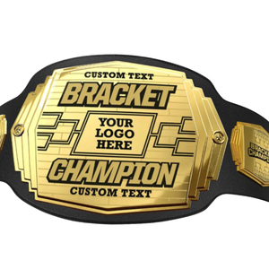 High Quality <b>Bracket</b> Champion Belt <b>Black</b> Leather Sports Title Belt with Gold Plate & Logo Space for Personalized Awards - Product Image 2