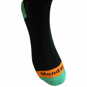 Crew <b>Socks</b> Solid Color <b>Black</b> With Colorful Toe And Cuff Breathable Cotton Spandex Men Women Casual Daily Wear Summer <b>Socks</b> - Product Image 2