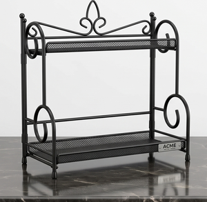Cabinet Spice <b>Rack</b> 3 Tier Iron Storage <b>Shelves</b> Holder and <b>Rack</b> Black Color Vintage Design Kitchenware And Home Multipurpose - Product Image 1