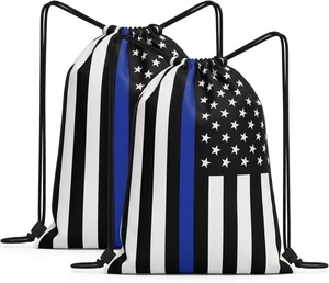 Custom USA Flag Drawstring Gym Bag Lightweight Water Resistant Polyester Sack pack Patriotic Fourth Of July Sports Backpack Bulk - Product Image 1