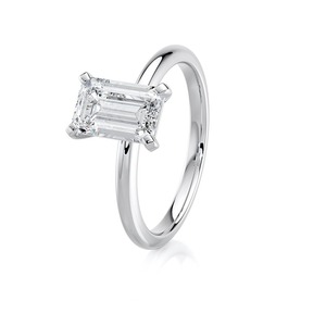 Anillo de Compromiso con Diamante Cultivado en Laboratorio, Corte Esmeralda de 2.85 Quilates, Oro Blanco, Solitario, Joyería Fina Personalizada, Venta al Por Mayor OEM - Product Image 5