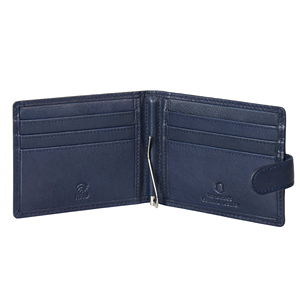 Classic Blue Genuine Leather <b>Mens</b> Money Clip <b>Wallet</b> Snap Fastener Bifold Card Organizer <b>RFID</b> Secure Premium Everyday <b>Wallet</b> - Product Image 4