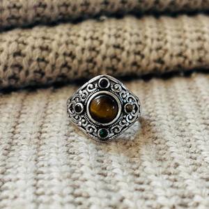 Fashionable Latest Tiger Eye Gemstone <b>Ring</b> Oxidized Silver plated Filigree Chunky <b>Ring</b> <b>Statement</b> Wholesale <b>Ring</b> For Women - Product Image 1