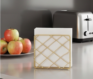 Porta Servilletas de Metal Dorado con Diseño Geométrico, Perfecto para Uso en la Cocina del Hogar y Decoración Elegante de la Mesa - Product Image 5