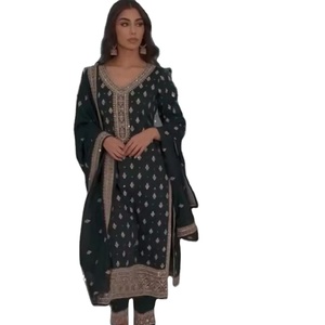 Vente en gros quantité Vêtements de fête pour femmes Broderie lourde Travail Georgette Robe trois pièces à vendre fournisseur indien - Product Image 1