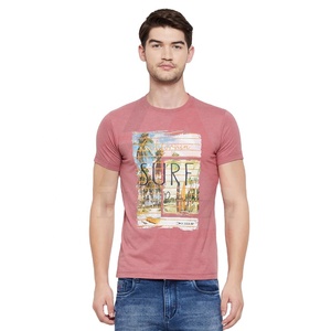 T-shirts à col rond marrons pour hommes élégants Design graphique de surf 100% coton respirant manches courtes écologiques pour la plage décontractée - Product Image 1