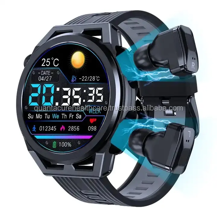 QC T4 2 in1 TWS Smart Watch con auricolari Bluetooth chiamata NJH03 N18 128MB MP3 300mah batteria grande sport outdoor smart Watch 2024