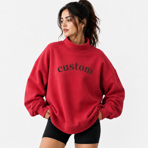 Fabricante de Suéteres de Cuello Alto para Mujer, Estilo Holgado, Ligeros, de Algodón y Felpa, Manga Larga, para Uso Diario Informal - Product Image 1