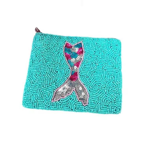 Pochette de plage brodée à la main, couleurs mélangées, avec fermeture éclair, idéale pour les voyages d'été – Vente en gros - Product Image 1
