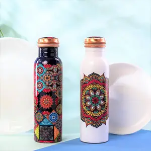 Printed Copper Water Bottle Personalized Handmade Gift Handicraft made In India Bottle Ayurveda Health Benefit By Mehak Impex