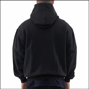 Sweat à capuche d'hiver uni en molleton épais 100 % coton de haute qualité avec fermeture éclair, logo personnalisé et épaules tombantes, coupe classique - Product Image 1