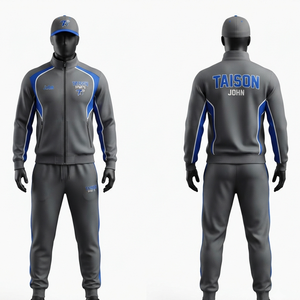 Premium 300g Polyester Interlock Softball Tracksuit Beige Black Contrast Panel Custom Sublimation Embroidery <b>Windproof</b> - Product Image 6