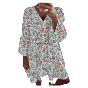 Vestido de algodón vintage con estampado estilo bohemio hippie para mujer, vestido de primavera/verano con tirantes, estilo étnico multicolor. - Product Image 1