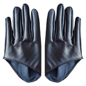 Gants mi-doigts en cuir véritable pour femmes, avec poignets élastiques, gants d'équitation d'hiver pour femmes, unisexe - Product Image 2