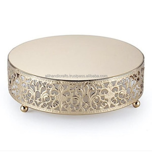 Round Metal <b>Cake</b> <b>Stand</b> with Ornate Filigree Design and Gold Finish for Christmas Eve Decoration Thanksgiving Gifting Home Decor - Product Image 6